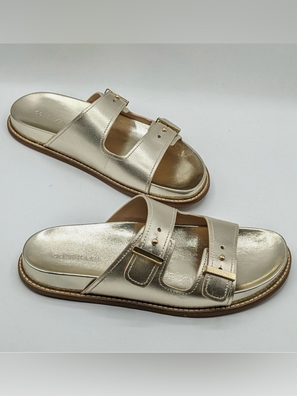 Cole Haan Marisol Footbed Sandals, Leather upper in Gold, women’s size 11